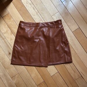 Brown Leather Mini Skirt